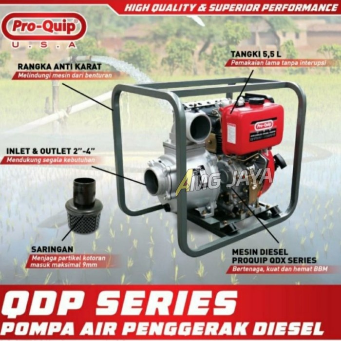 Mesin Pompa Air Alkon Pompa Irigasi Sawah Diesel 4 inch PROQUIP QPD-80
