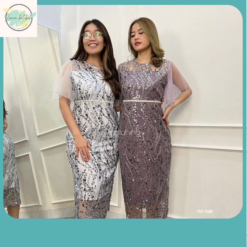 Dress Terkini Wanita / KEIKOCLOTHING - Hana Dress -  Gaun Wanita Bordir Payet Pesta Natal
