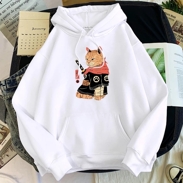 Jaket Hoodie Kucing Jepang the Cat Samurai Pria Wanita Distro Terbaru 2024