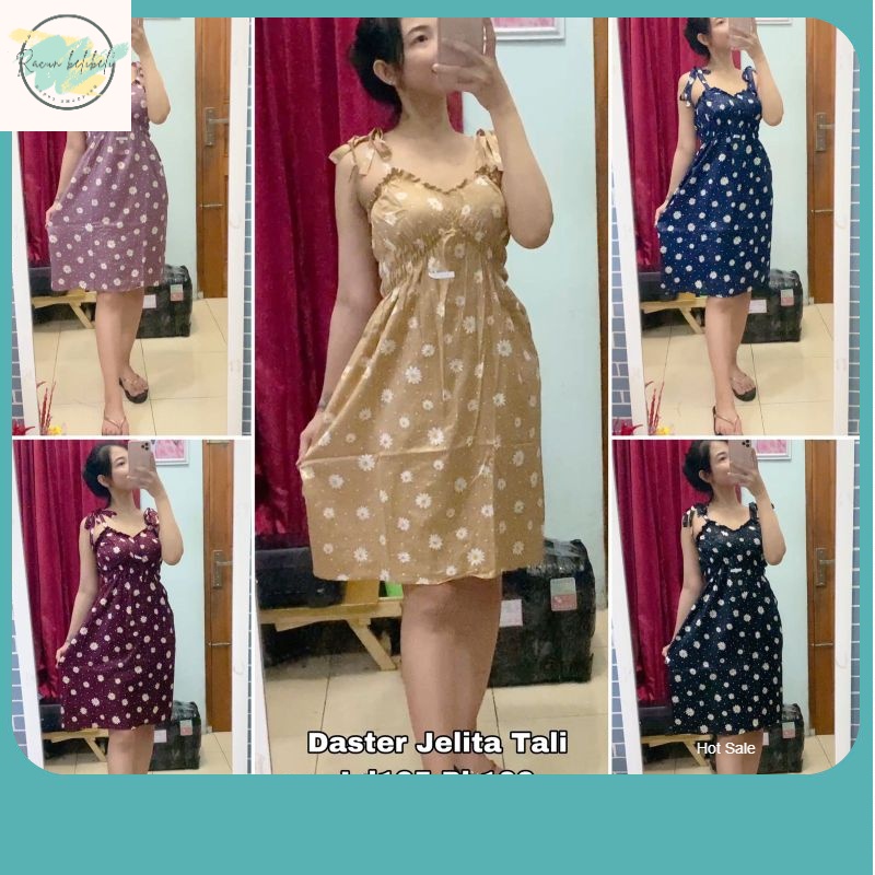 Daster Terbaru Murah / daster/dress Jelita tali lepas daster midi kerut dada muat BB 55kg termurah d