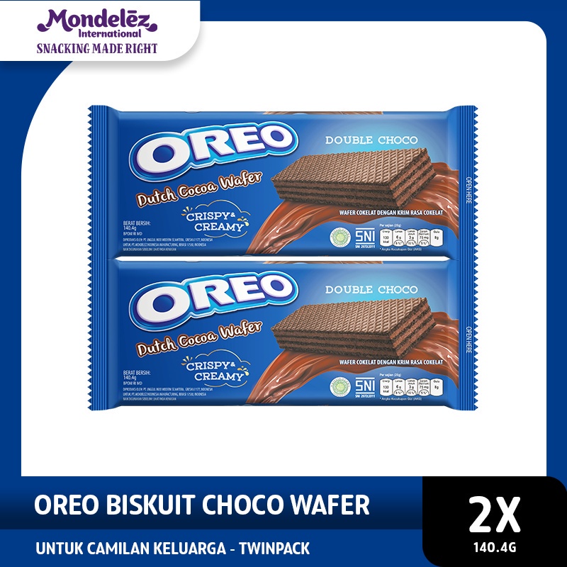 

Oreo Biskuit Choco Wafer Regular 140.4g Untuk Camilan Keluarga - twinpack