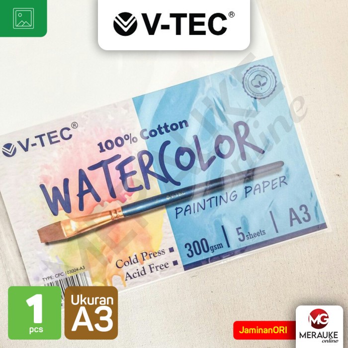 

V-TEC Watercolor Painting Paper 300gsm Cotton CPP-103004 A3