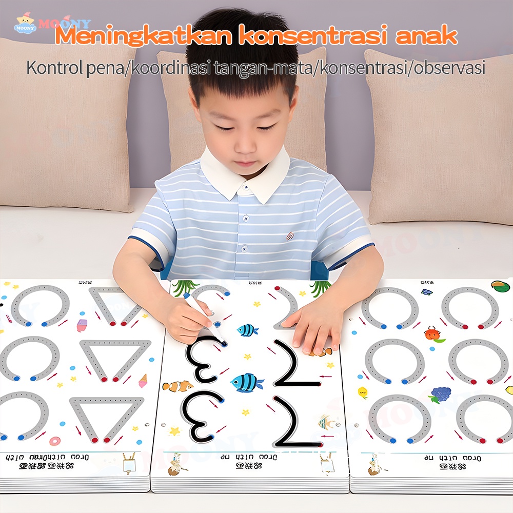 

D3W! Moony Magic workbook reusabledot to dot wipe wipe and clean book activity Activity book buku