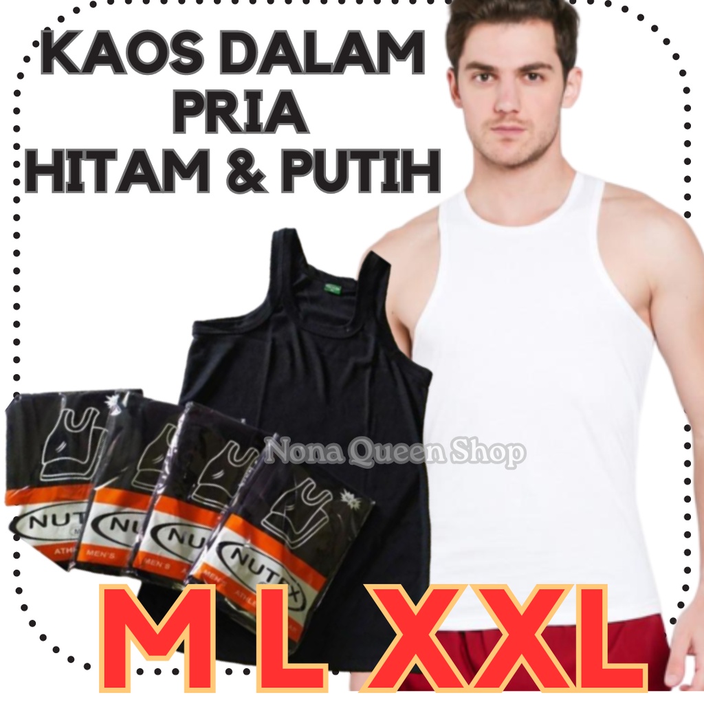 Singlet Pria Kaos dalam - Hitam & Putih - Cowok Laki Dewasa - Nugros Nutex GROSIR
