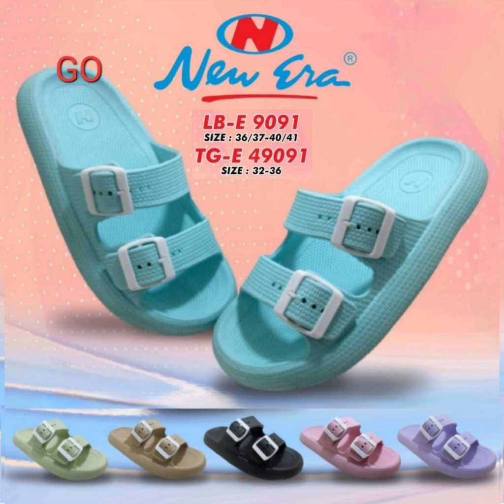 ago NEW ERA TG 49091 & LB 9091 Sandal Karet Wanita Slop Terbaru Gesper Sendal Karet Selop Ban Dua Sa