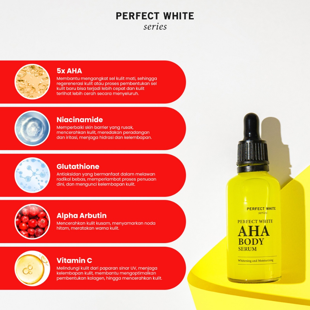 PERFECT WHITE AHA Body Serum Whitening & Moisturizing - RF KOSMETIK KENDARI