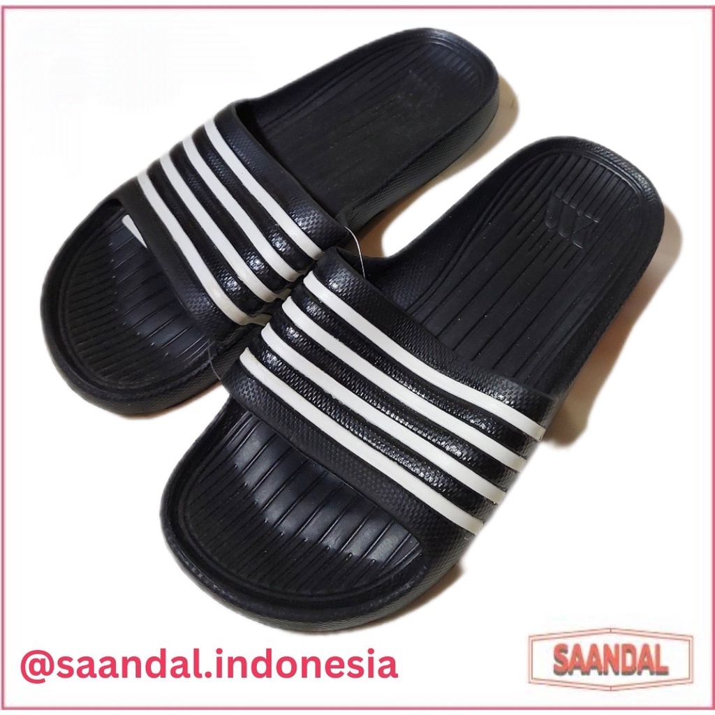 Sandal Selop Yumeida Pria Karet Garis Putih Coklat Hitam Merah Biru Hijau