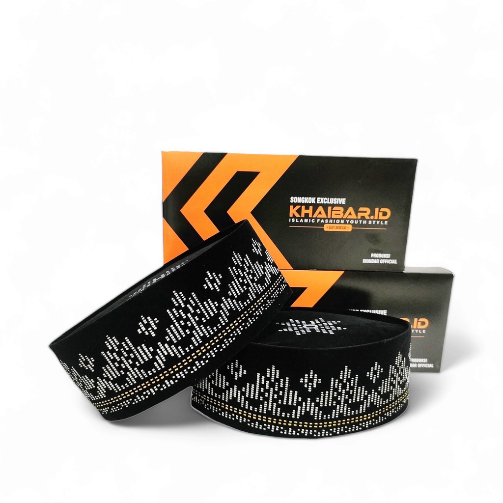 Peci Songkok Hitam Dewasa Motif Songket Perak Silver Kopiah Hitam Dewasa dan Peci HItam Anak Laki-La