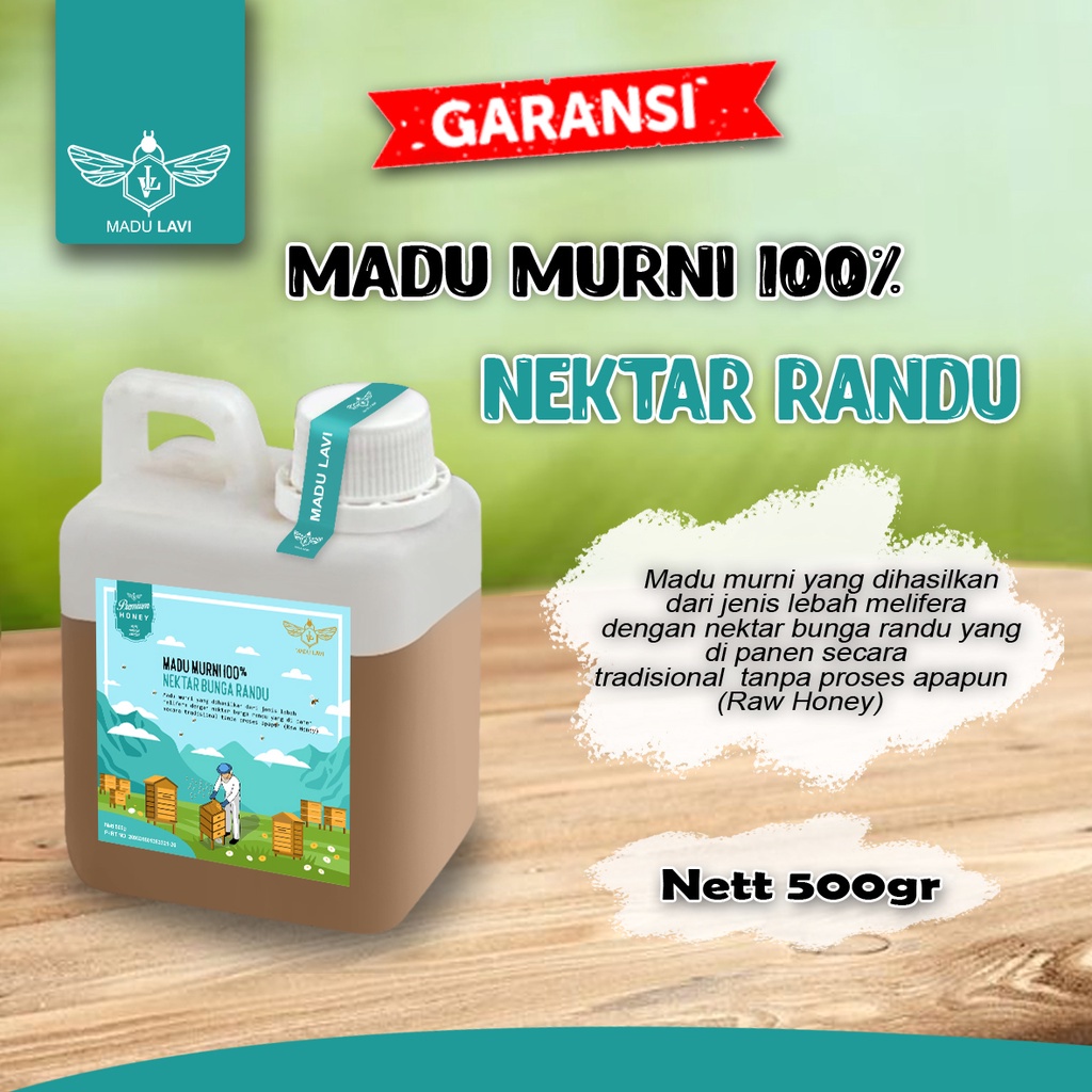 

Madu Lavi Murni Asli 500gr Grade A Nektar Randu 100% Alami Pure Natural Raw Honey