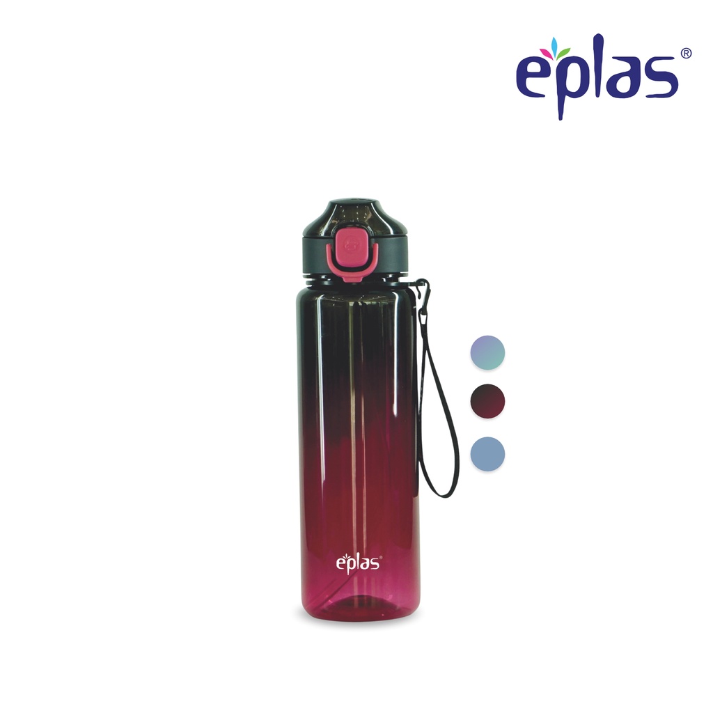 EPLAS Modern Botol Minum Tritan One Touch Multicolour Dengan Sedotan & Handle, BPA Free, 1000ml EGDS