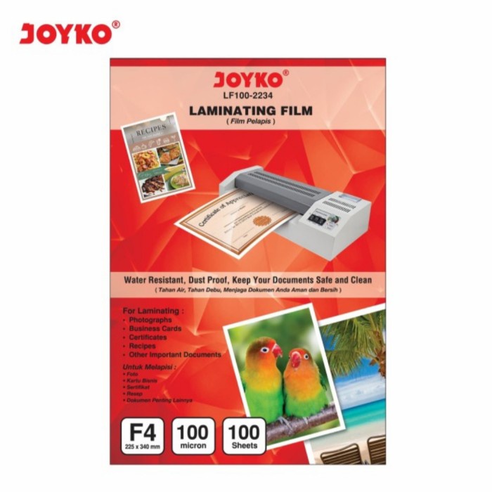 

JOYKO Plastik Laminating LF100-2234 ukuran F4 100 Lembar