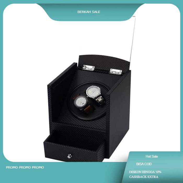Pemutar Jam Tangan Otomatis Fiber PU Leather Watch Winder WW002 - Hitam