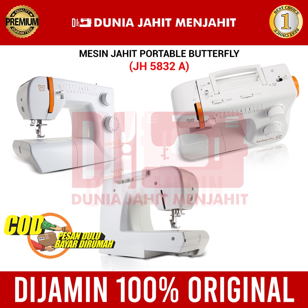 Mesin Jahit BUTTERFLY JH5832A / JH 5832 A / JH 5832A (Multifungsi Portable)