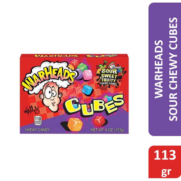 

Warheads Sour Chewy Cubes, Box/karton/kardus 113 gr