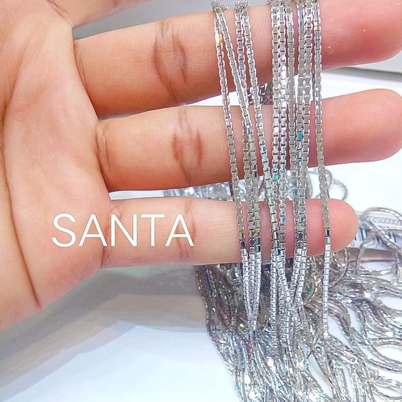 Kalung panjang anak dan dewasa emas asli kadar 750 75% 17k model rantai italy santa kilat kuat pria 