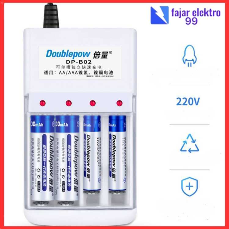 Doublepow Charger Baterai 4 Slots for AA/AAA