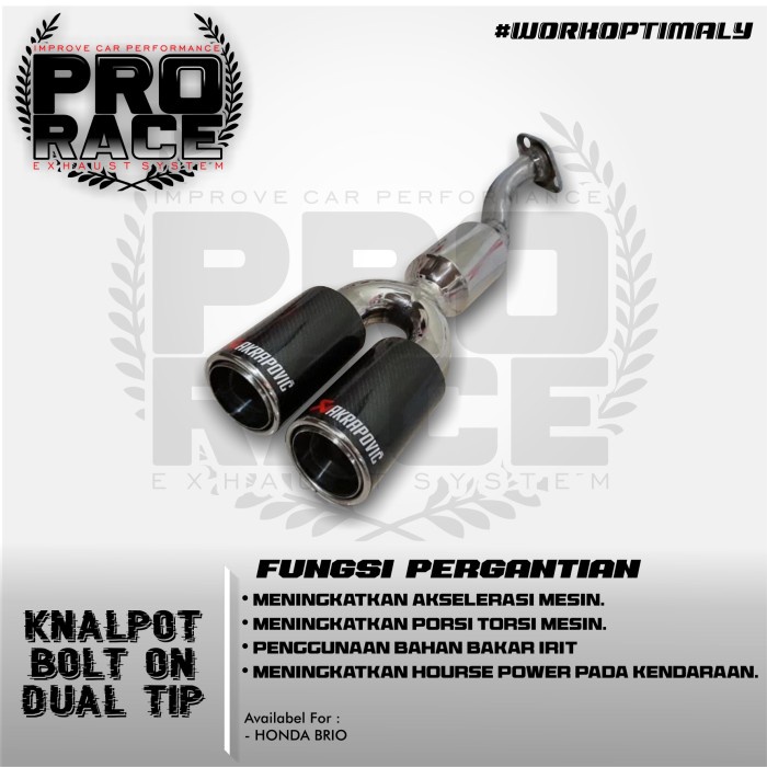 KNALPOT BOLT ON HONDA BRIO LAMA BRIO NEW MUFFLER CARBON DUAL TIP PNP
