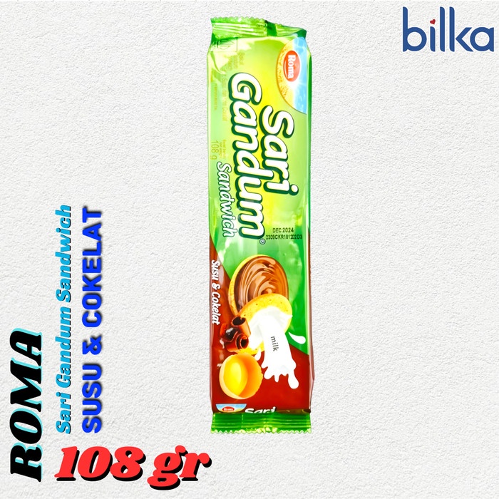 

ROMA Sari Gandum Sandwich Susu & Cokelat 108gr