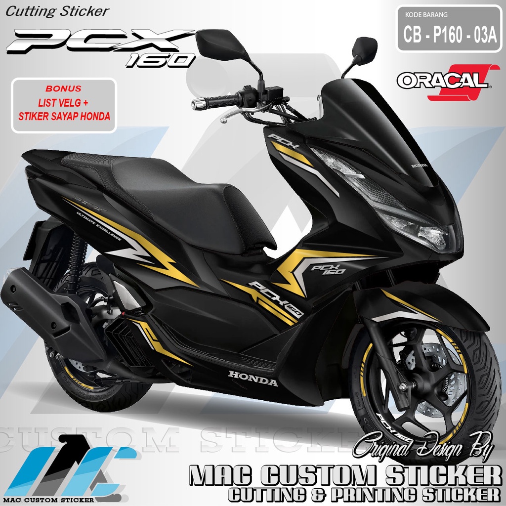 STRIPING PCX 160 - CUTTING STICKER HONDA PCX 160 - STIKER PCX 160 HITAM - CB P160 02