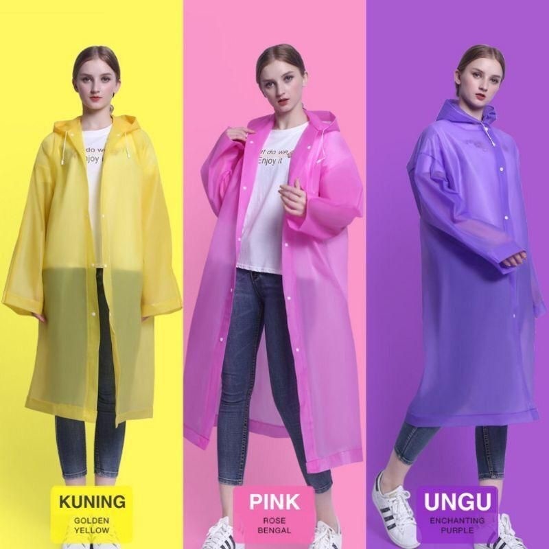 Jas Hujan Tebal Dewasa Bahan PVC Jas Hujan Transparan Korea