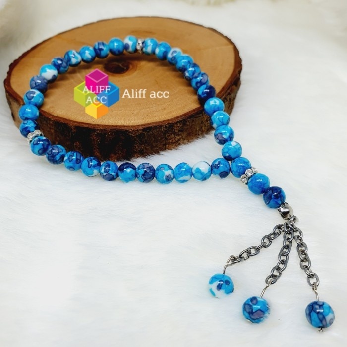 tasbih batu pirus nevada 6 mm 33 butir 100%asli