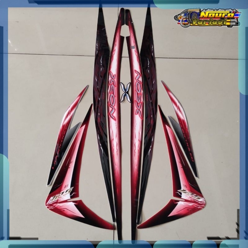 Stiker striping yamaha xeon 2010 hitam merah stiker  standar bagus