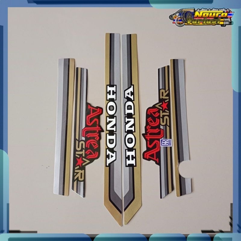 Stiker striping honda astrea star 1987 silver gold  standar bagus
