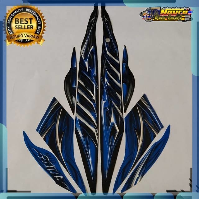 Stiker striping yamaha mio soul 2012 biru hitam bagus
