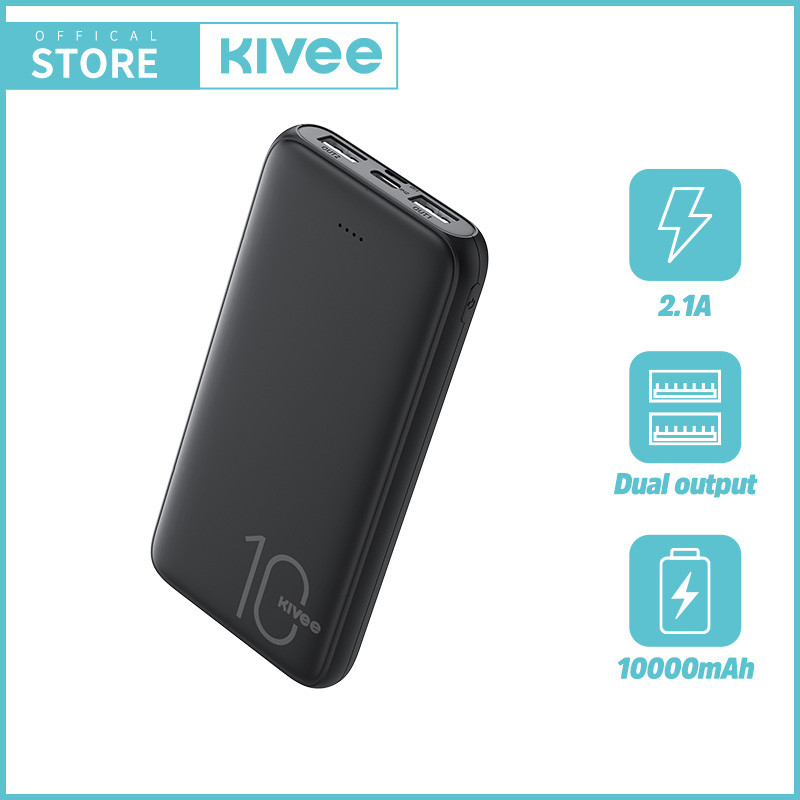 PROMO kivee Powerbank 10000mAh + Fast Charge 2.4A Real Capacity TERMURAH
