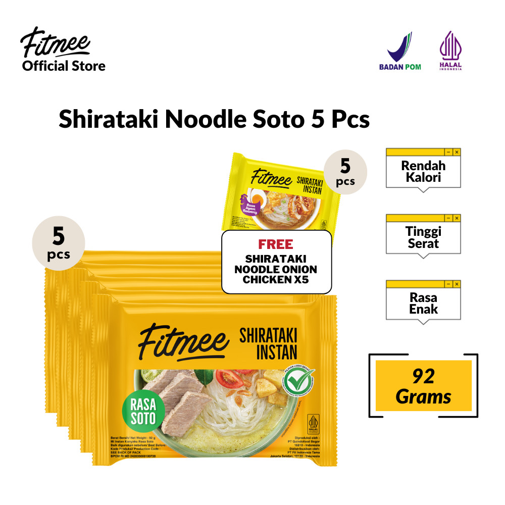 

Fitmee Mie Instan Sehat Shirataki Soto 5 Pcs FREE Ayam Bawang 5 Pcs
