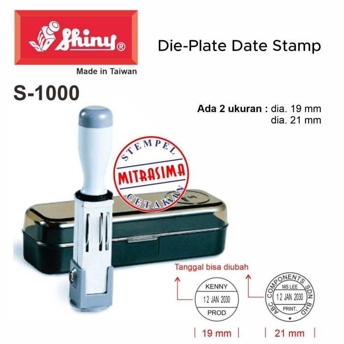 

Stempel Shiny S-1000 CUSTOM Die Plate Dater S1000 Tipe S 1000 - Bodinya saja, 19 mm