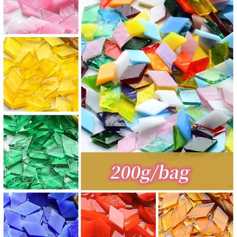 

200g Diamond Shape Mosaic Mica Stained Glass Mosaic Tiles Mosaic Making Tiles for Puzzle Art DIY Craft Lamp Table Accessories