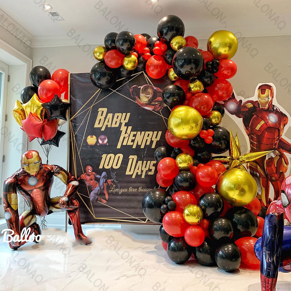 

95pcs Iron Man Balloons Avengers Super Hero Foil Latex Ballons Happy Birthday Banner Party Decoration Kids GiftSupplies