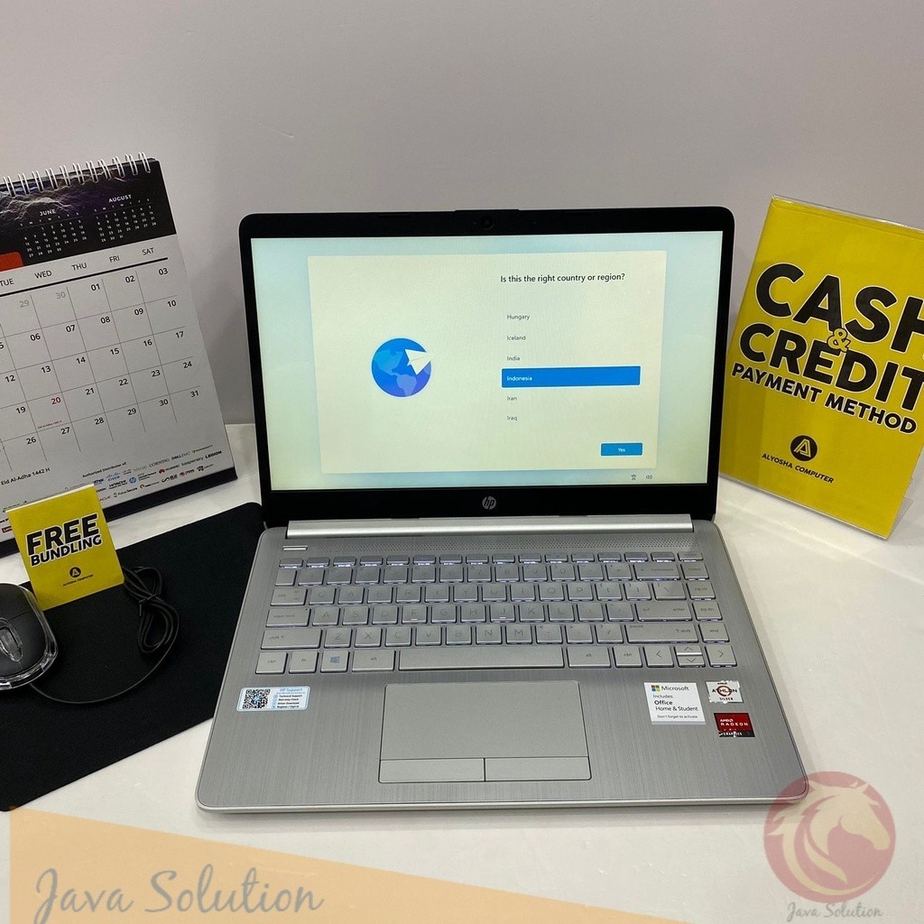 Laptop HP 14s dk1524AU AMD Athlon Silver 3050U ram 4gb ssd 512gb windows 11+ohs siap pakai