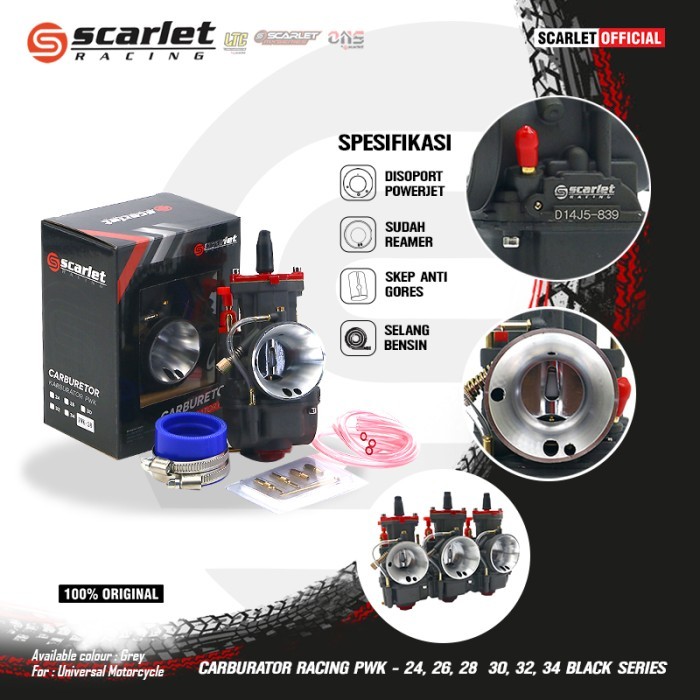 ORIGINAL SCARLET RACING Karburator Carburetor Karbu Black Series PWK 24 26 28 30 32 34 - PWK 34
