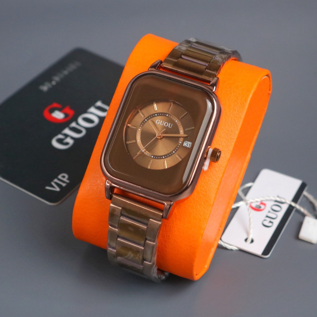 ( LUXURY COD ) best seller >> jam tangan wanita GUOU ORYGINAL analog tanggal aktif free box sesuai f