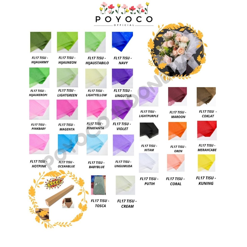 

POYOCO - (5 LEMBAR) - FL17 TISU Kertas Tissue Buket/ Kertas Tissue/ Flower Wrapping Paper