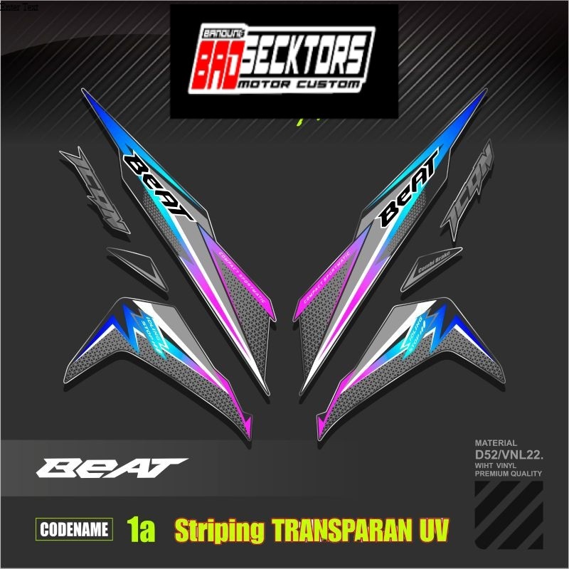 Decal Sticker Striping Variasi Transparan Uv Beat Esp Striping Transparan Uv Motif Ori Beat 2018/201