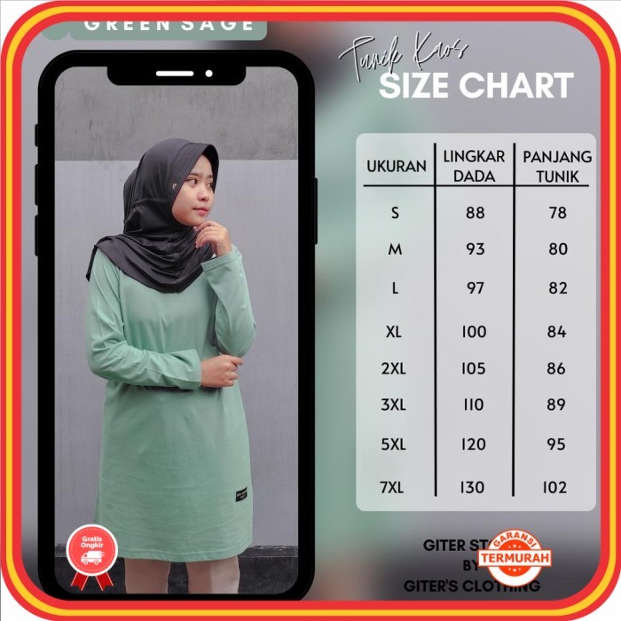 Pakaian Wanita Tunik Premium Murah Kekinian /Kaos Tunik Giter Bahan Katun Combed Original - Tunik Ka