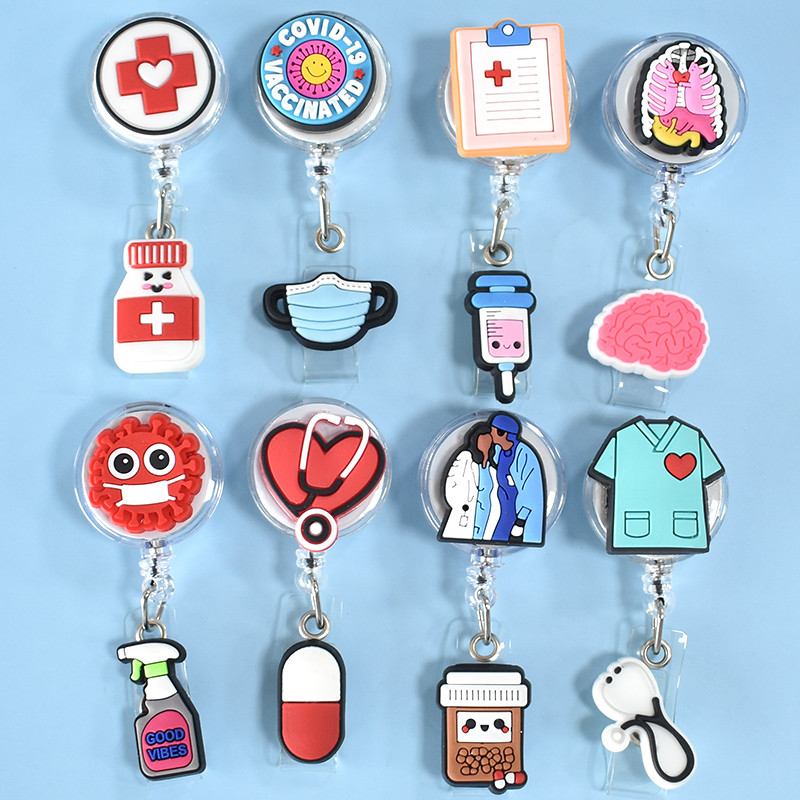 

1Piece High Quality Silicone Retractable Medical Healthcare Hospital Nurse Badge Holder Reel Cute Cartoon ID Card Holder