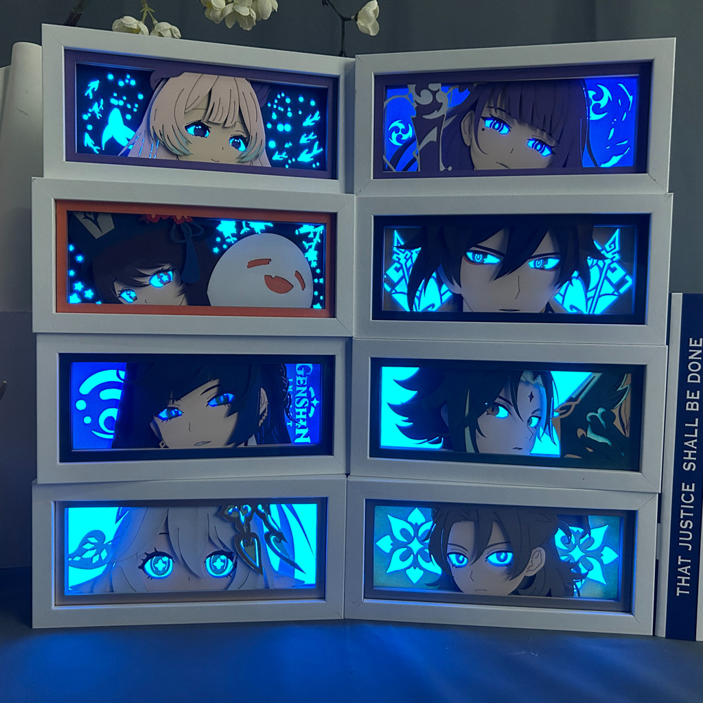 Game Light Box Genshin Impact Xiao Figure for Bedroom Decor Led Night Light 3D Paper Cut Lightbox Ge