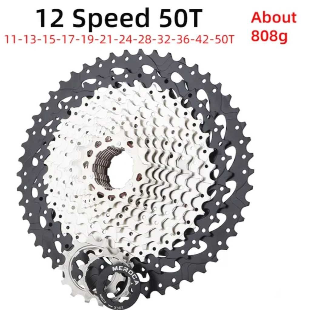 Meroca Sprocket Cassette Gear Sepeda 12 Speed 11-50T 11-50 T Wide Ratio Performa Tanjakan MTB