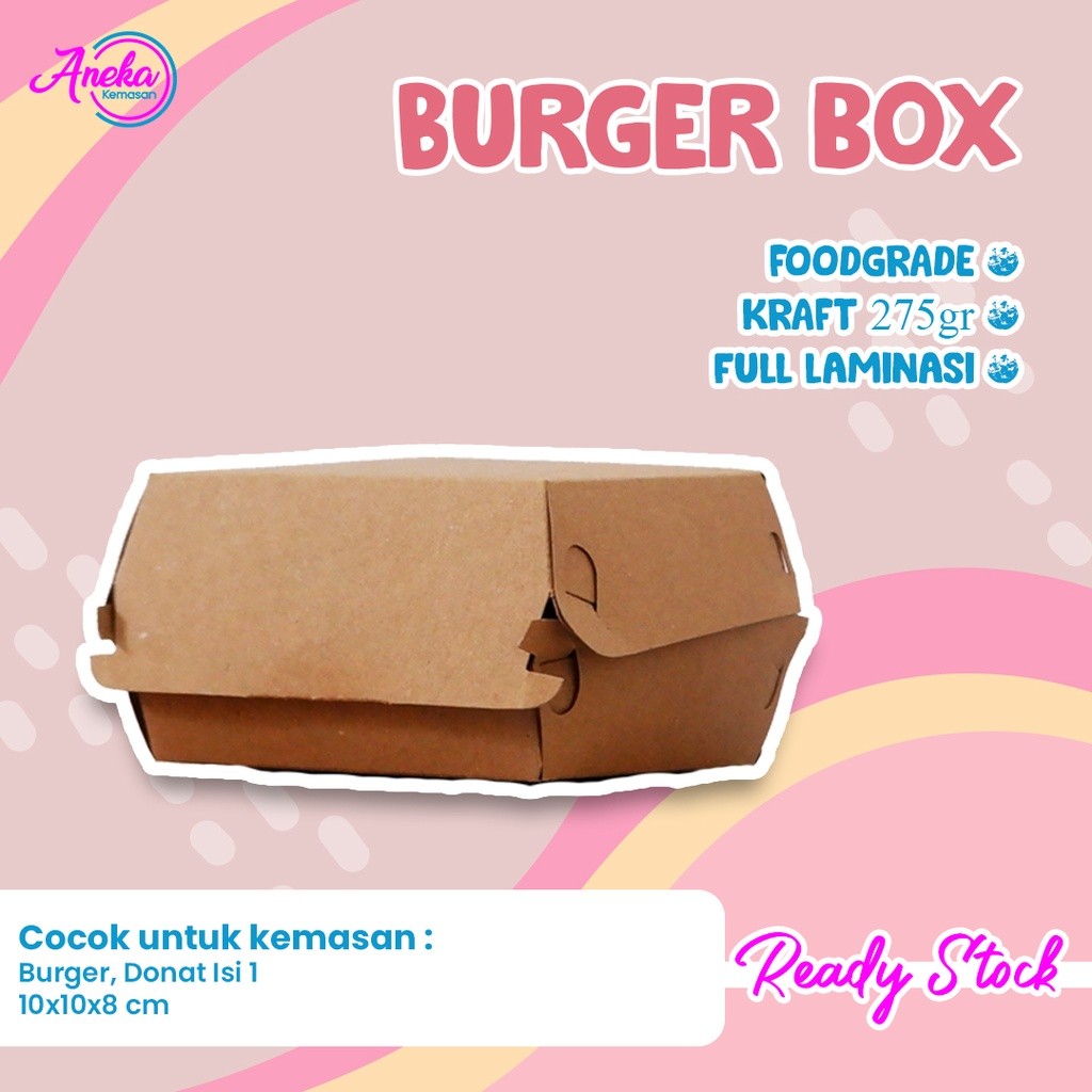 

(PER 1 PCS) Burger Box Kemasan Kentang Goreng Dimsum Packaging Makanan Dus Pisang Goreng Snack Kue