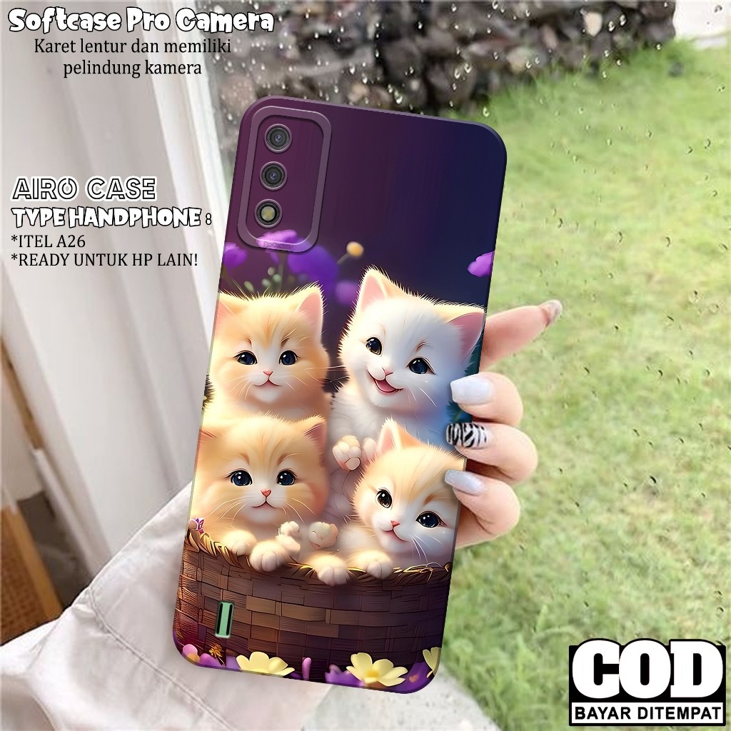 Case ITEL A26 - Softcase ITEL A26 - Fashion Case KUCING - Casing ITEL A26 - Softcase Pro Camera - Tp