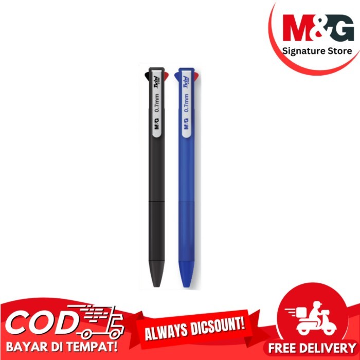 

Ballpoint M&G ABPT98710 Twin Core Pulpen 2in1 2 Warna Tinta HItam Biru Merah Bullet Tip 0.7mm - SATUAN - ABPT98710
