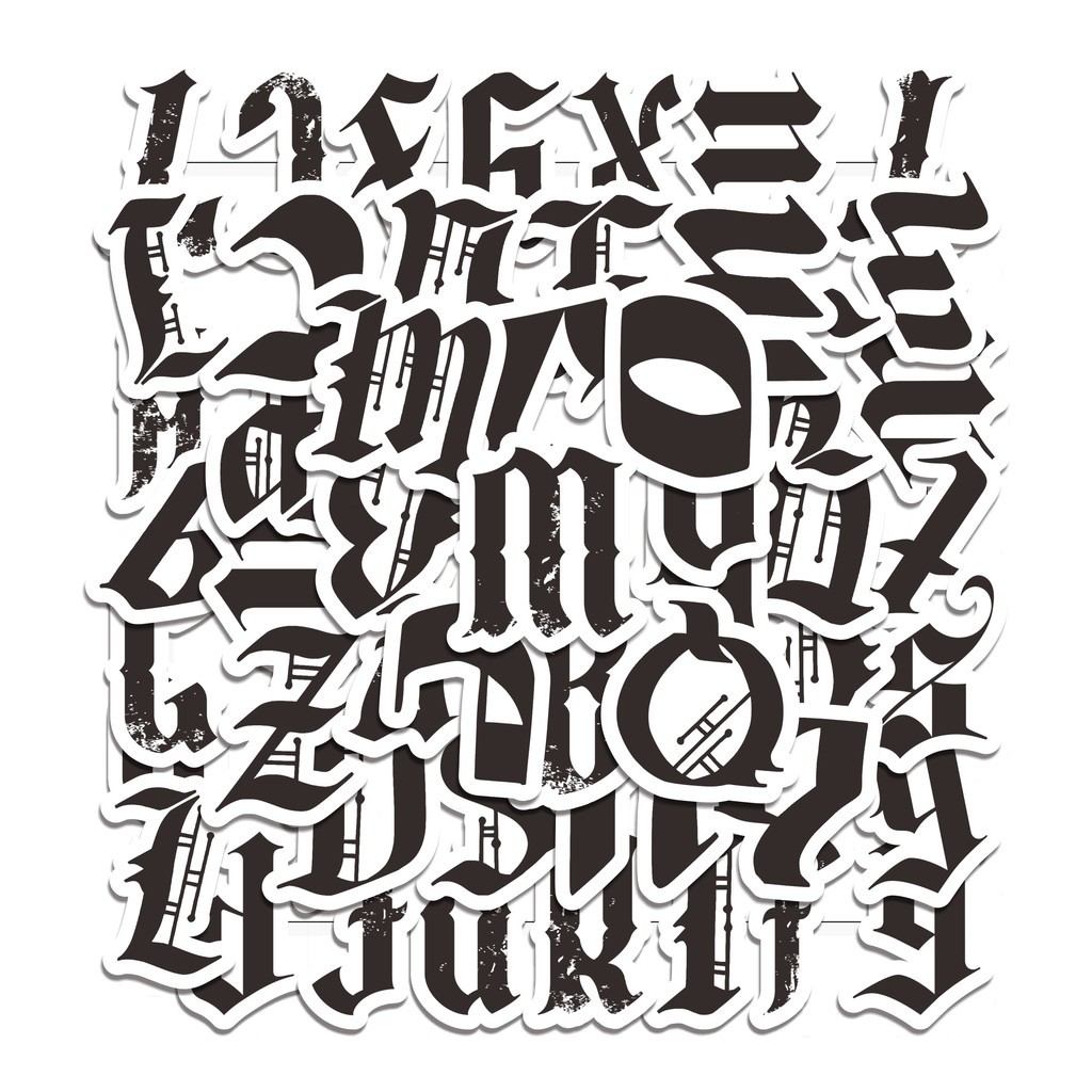 

COD 50 Pcs Stiker Alphabet gothic Lucu Anti Air Untuk Dekorasi Notebook Sepeda Skateboard Handphone