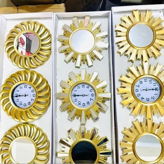 Sepaket jam+cermin 3 set jam dinding hias 1 jam dinding 2 cermin hias jam dinding hias 3 set