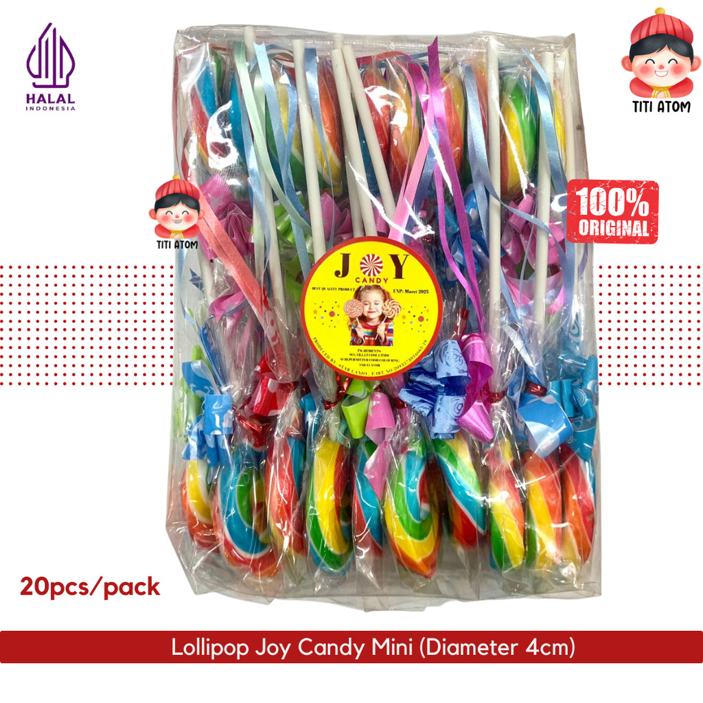 

Lollipop Joy Candy Permen Manis Warna Warni Diameter 4cm 20pcs/pack