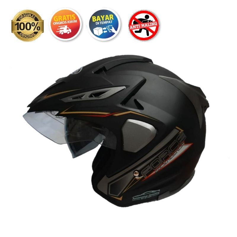 Helm Antimaling SNI Pria Dewasa Double Visor FORCE F02 Smartlock Size M L XL Garansi Anti Pecah