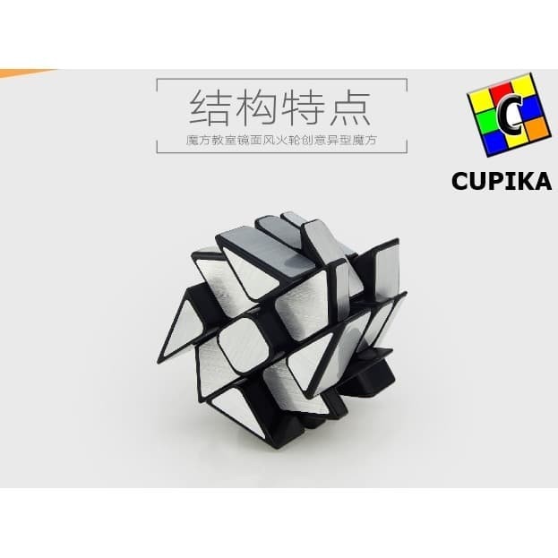 [[PROMO]]Ready Rubik 3x3 Mirror Windmill Mo Fang GE Jiao shi Perak Silver